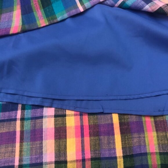 Isaac Mizrahi One Shoulder Madras Plaid Dress Deep Sea Size 0 - Picture 6 of 7